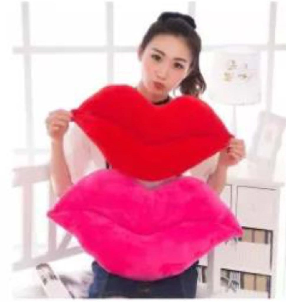 Plush Lips from Lazada, available in Red or Pink