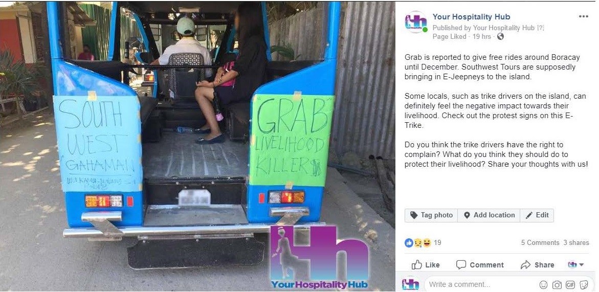 Boracay Trike Drivers protest the arrival of GRAB
