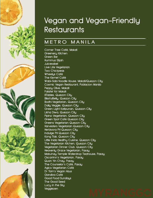 Vegan and Vegetarian friendly restaurants Manila