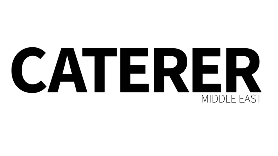 Logo for the online publication Caterer Middle East, white background with Caterer Text in Black