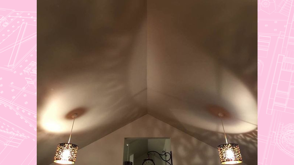 lampshades installed in a gable roof, creating light spots that look like breasts with nipples. Article Hotel Design Faults by MY RANGGO Hospitality Magazine 