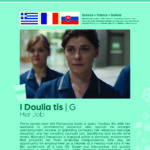 Poster giving synposis for the European film I Doulia tis (Her Job) an entry in the Cine Europa 24 Film Festival