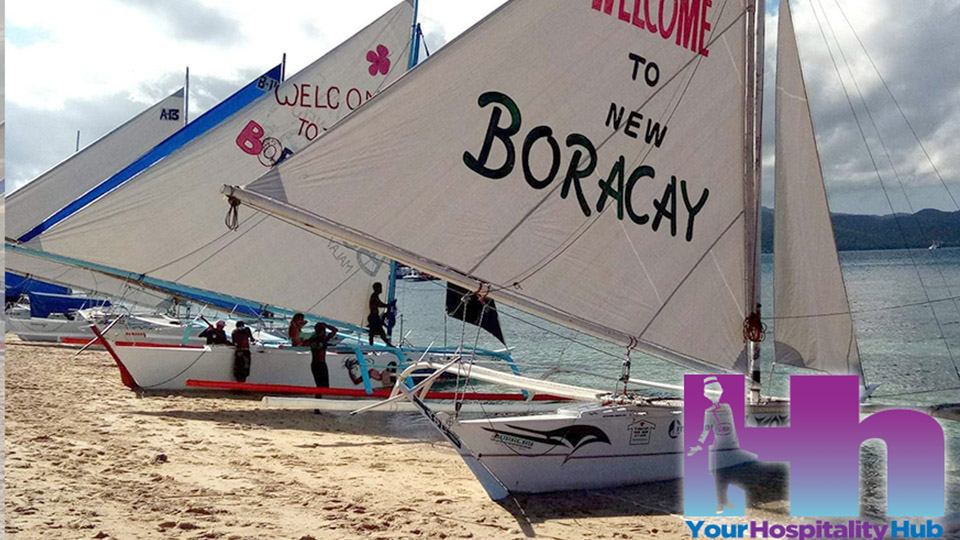 Paraws line Cagban beach on opening day Boracay 2018