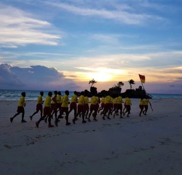 Boracay Lifeguards training at sunset