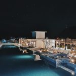 Rooftop swimming pool light up at night, at Ferra Hotel Boracay
