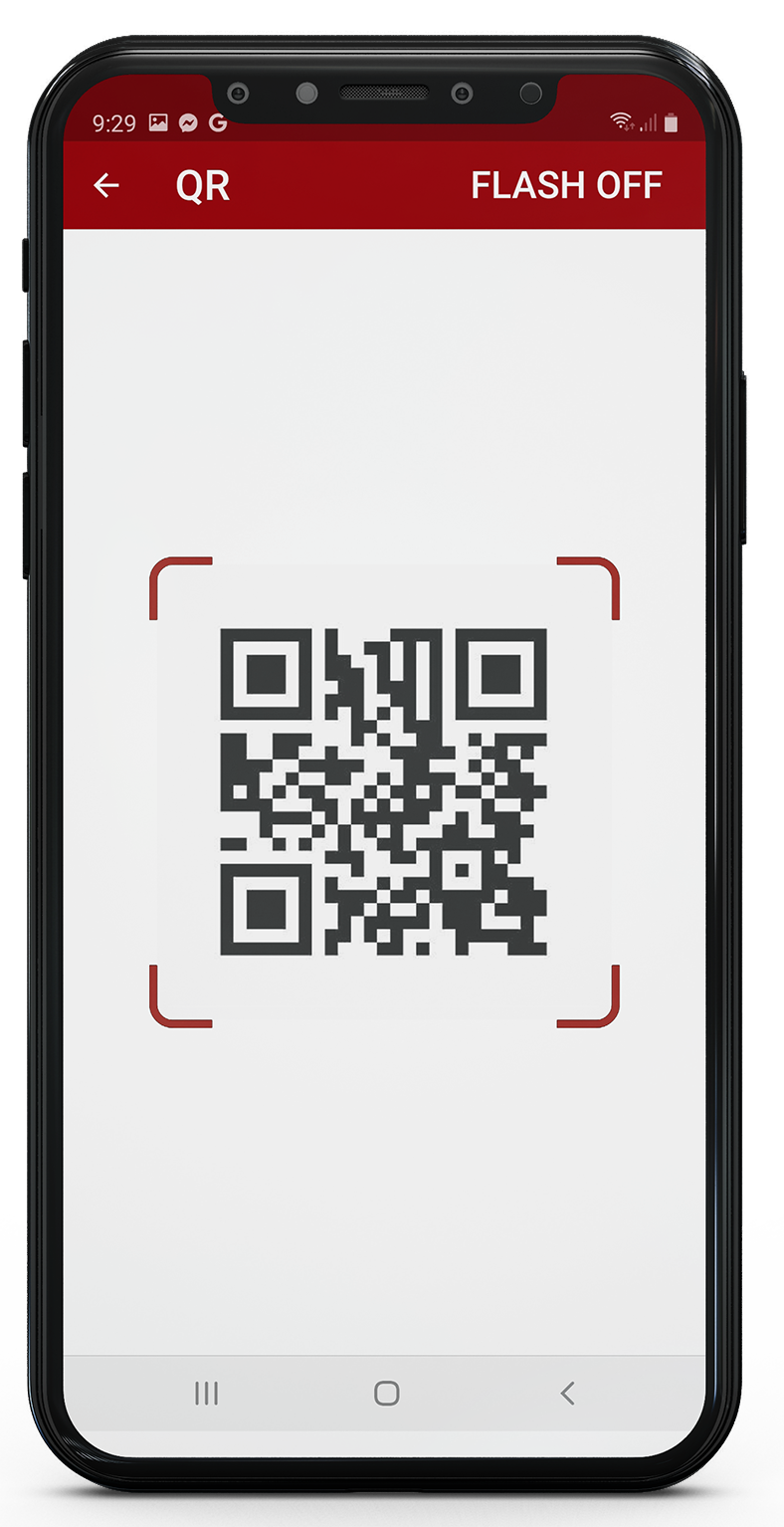 Phone screen showing a QR Code Scanner. Redeeming Loyalty Deals on the RANGGO App