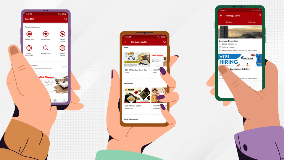 Three phone screens showing the different features and functions of the RANGGO App. Article: Introducing the RANGGO App Features