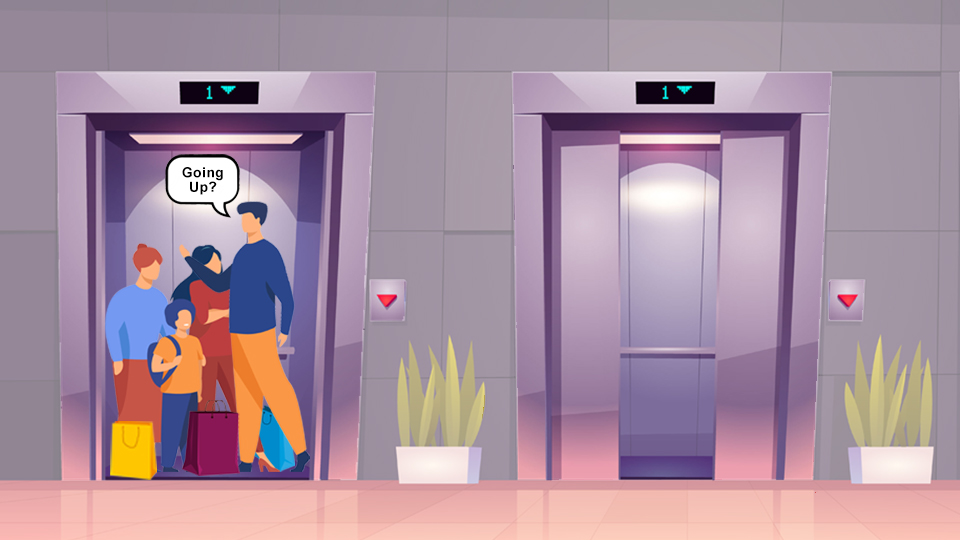 Off duty Hotelier in an elevator, asking the occupants if they are "Going up?" Article Tell Me You're A Hotelier Without Telling Me You're A Hotelier by MY RANGGO Hospitality Magazine