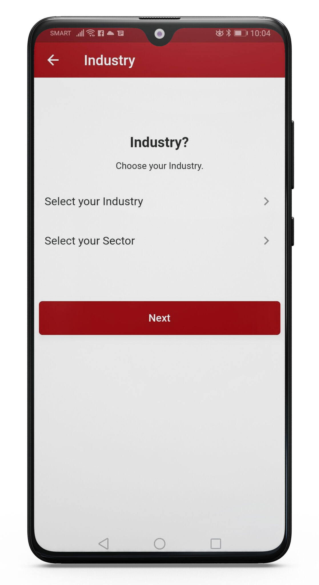 Screenshot of the Business Account Profile set up for RANGGO App, selecting Industry
