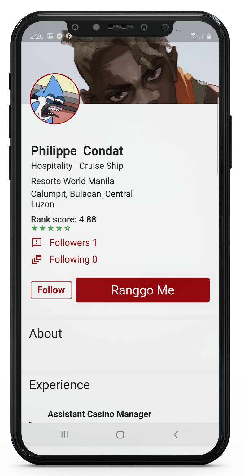 RANGGO Rank App User Profile Page