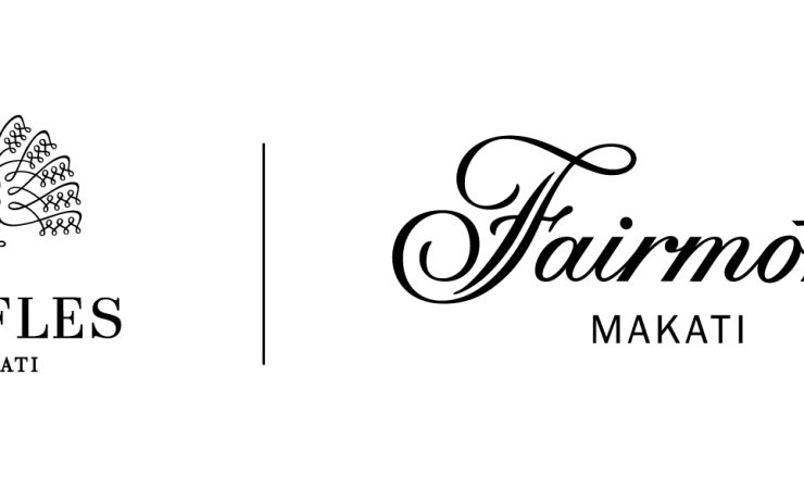 Fairmont Makati duo logo with Raffles hotel, black font on white background