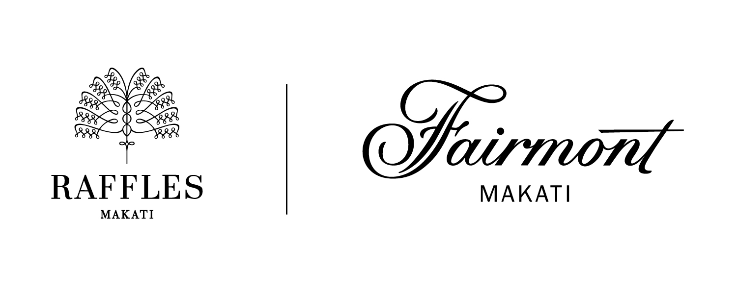 Fairmont Makati duo logo with Raffles hotel, black font on white background