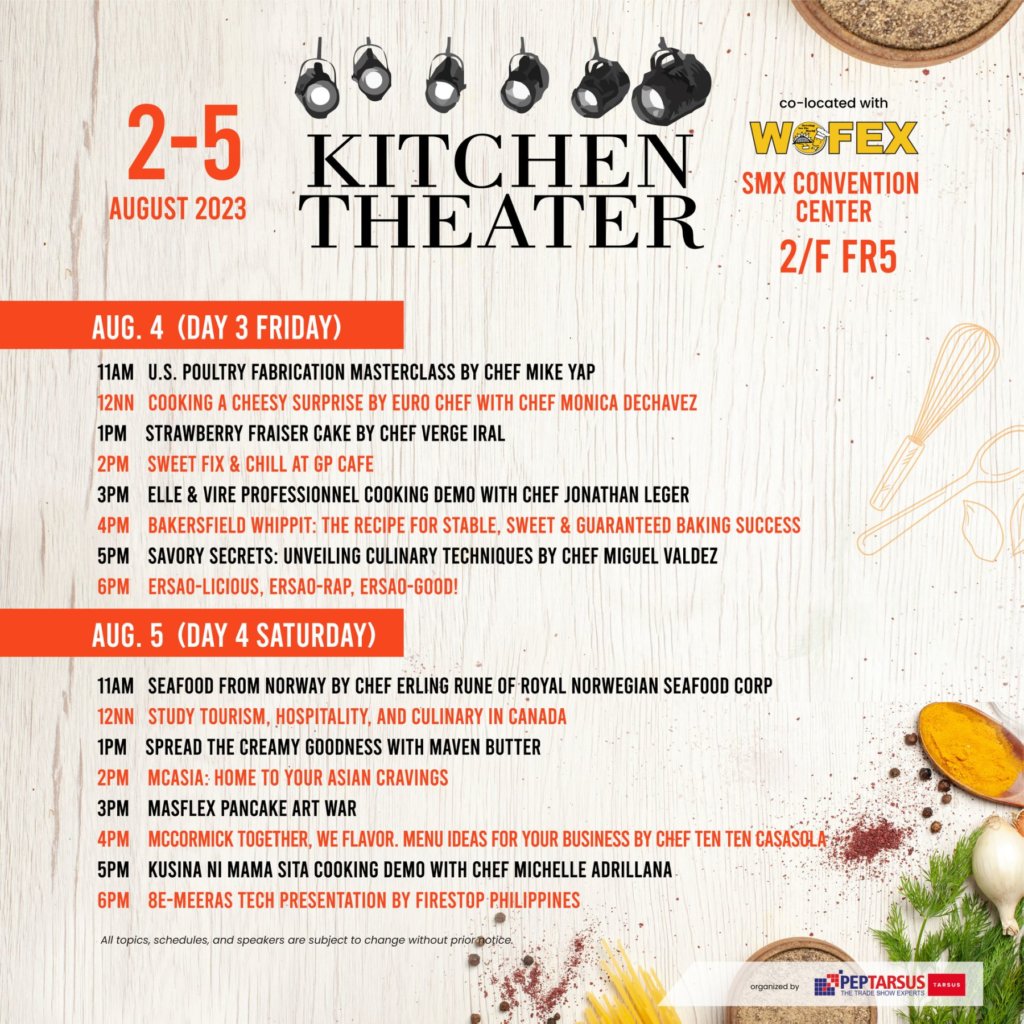 WOFEX Kitchen Theatre Schedule August 4 and 5, 2023